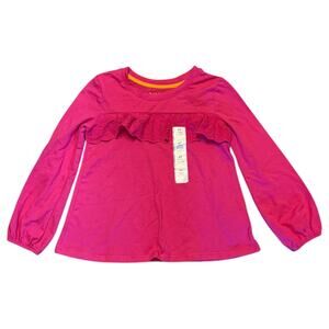 Cat & jack Pink Ruffle Long Sleeve Cotton Blend Shirt Size 5T
